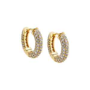 Gold CZ Pave Mini Rounded Huggie Earring - Adina Eden's Jewels