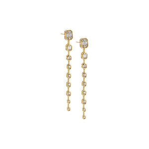 Gold CZ Emerald Bezel Set Drop Stud Earring - Adina Eden's Jewels