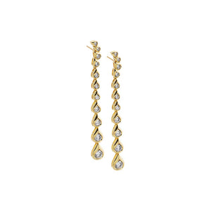 Gold CZ Pear Bezel Curved Drop Stud Earring - Adina Eden's Jewels