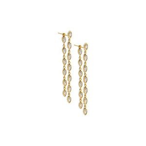 Gold CZ Marquise Double Chain Drop Earring - Adina Eden's Jewels