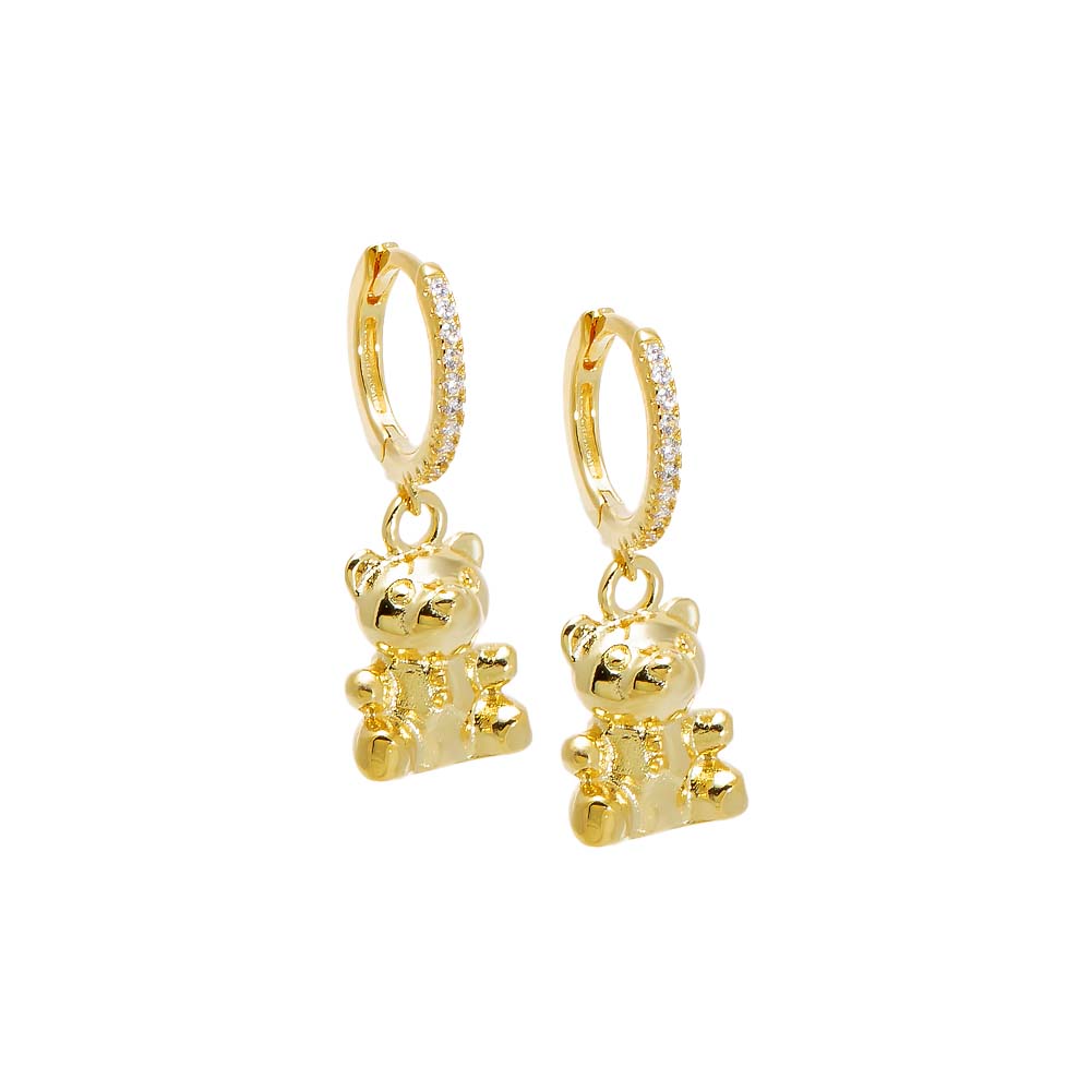 Pave Mini Teddy Bear Huggie Earring