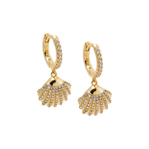 Gold Pavé Seashell Huggie Earring - Adina Eden's Jewels