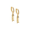 Gold Pavé Fishbone Huggie Earring - Adina Eden's Jewels