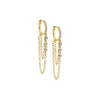 Gold Triple CZ Bezel Chain Drop Huggie Earring - Adina Eden's Jewels
