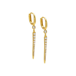 Pave Graduated Dangle Dagger Huggie Earring