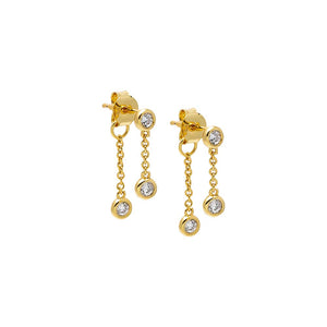 CZ Multi Bezel Front Back Drop Stud Earring