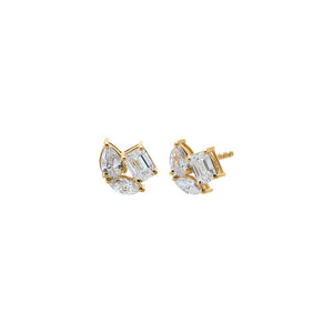 14K Gold Lab Grown Diamond Mulitshap Prong Stud Earring 14K - Adina Eden's Jewels