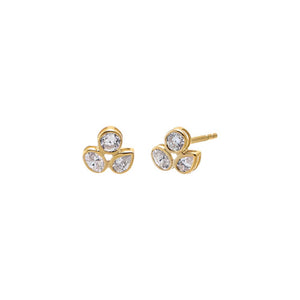 14K Gold Lab Grown Diamond Oval/Pear Bezel Stud Earring 14K - Adina Eden's Jewels