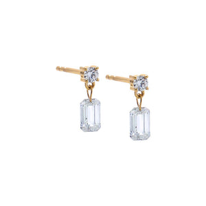 Lab Grown Diamond Drop Emerald Stud Earring 14K