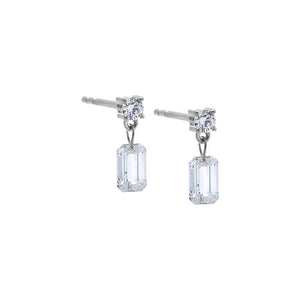 Lab Grown Diamond Drop Emerald Stud Earring 14K