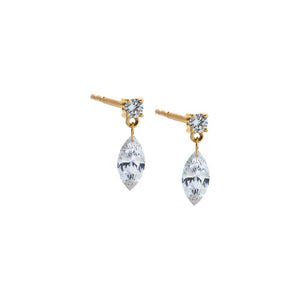 14K Gold Lab Grown Diamond Drop Marquise Stud Earring 14K - Adina Eden's Jewels