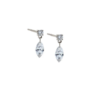 14K White Gold Lab Grown Diamond Drop Marquise Stud Earring 14K - Adina Eden's Jewels