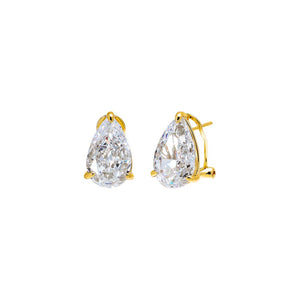 Gold CZ Fancy Pear Stud Earring - Adina Eden's Jewels
