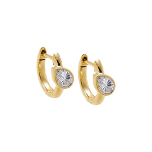Lab Grown Diamond Pear Bezel Embedded Huggie Earring 14K