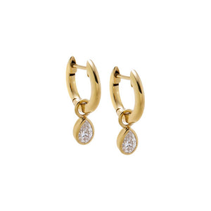 Lab Grown Diamond Encased Pear Dangle Huggie Earring 14K