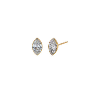 Lab Grown Diamond Marquise Bezel Mini Stud Earring 14K