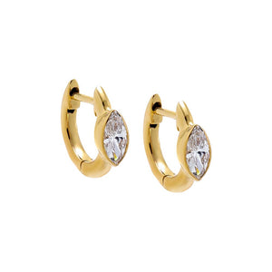 Lab Grown Diamond Marquise Bezel Embedded Huggie Earring 14K