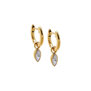 14K Gold Lab Grown Diamond Encased Marquise Dangle Huggie Earring 14K - Adina Eden's Jewels