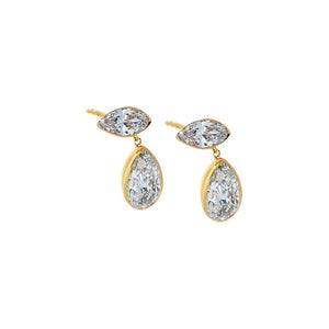 14K Gold Lab Grown Diamond Marquise X Pear Drop Stud Earring 14K - Adina Eden's Jewels