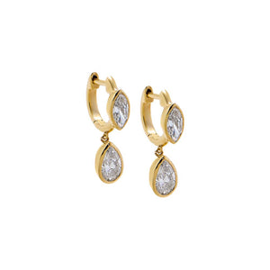 Lab Grown Diamond Marquise/Pear Huggie Earrng 14K