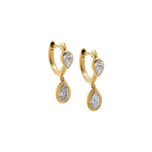 Lab Grown Diamond Double Pear Huggie Earrng 14K