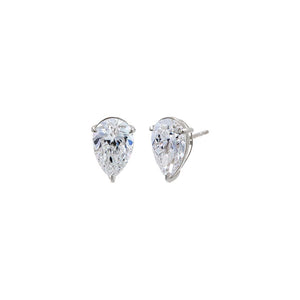 14K White Gold / 4CT Lab Grown Diamond Sideway Pear Stud Earring 14K - Adina Eden's Jewels
