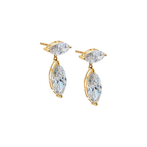 14K Gold Lab Grown Diamond Double Marquise Stud Earring 14K - Adina Eden's Jewels