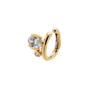 Lab Grown Diamond Oval X Solitaire Ear Cuff 14K