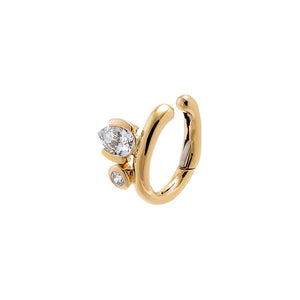 Lab Grown Diamond Pear X Solitaire Ear Cuff 14K