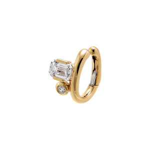 Lab Grown Diamond Emerald X Solitaire Ear Cuff 14K