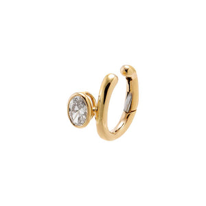 Lab Grown Diamond Oval Bezel Ear Cuff 14K - Adina Eden's Jewels
