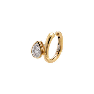 Lab Grown Diamond Pear Bezel Ear Cuff 14K