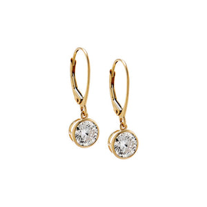 Lab Grown Diamond Round Bezel Dangling Huggie Earring 14K