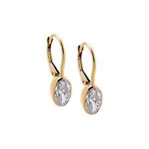 Lab Grown Diamond Oval Bezel Dangling Huggie Earring 14K