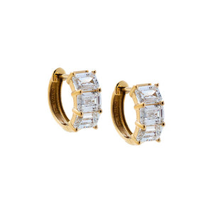 14K Gold Lab Grown Diamond Emerald Tennis Huggie Earring 14K - Adina Eden's Jewels