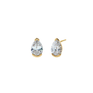 14K Gold / 2CT Lab Grown Diamond Pear Slight Bezel Stud Earring 14K - Adina Eden's Jewels