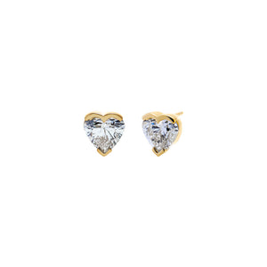 14K Gold / 4CT Lab Grown Diamond Heart Slight Bezel Stud Earring 14K - Adina Eden's Jewels
