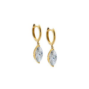 14K Gold Lab Grown Diamond Marquise Shaker Huggie Earring 14K - Adina Eden's Jewels