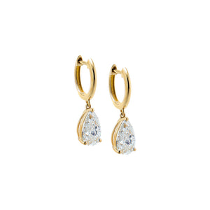 14K Gold Lab Grown Diamond Pear Shaker Huggie Earring 14K - Adina Eden's Jewels