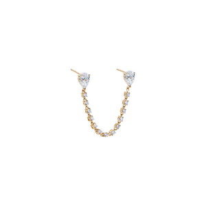 14K Gold Lab Grown Diamond Double Pear Tennis Stud Earring 14K - Adina Eden's Jewels