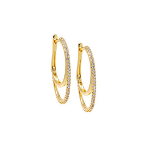 Gold Layered Double Hoop CZ Earring - Adina Eden's Jewels
