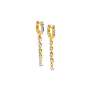 Gold Pear CZ Drop Tennis Huggie Earring - Adina Eden's Jewels