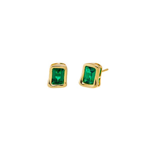 Emerald Green Emerald Green Curved Bezel CZ Stud Earring - Adina Eden's Jewels