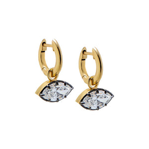 Lab Grown Diamond Marquise Encased Dangling Huggie Earring 14K