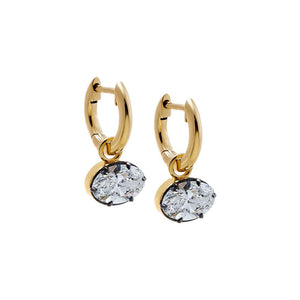 Lab Grown Diamond Oval Encased Dangling Huggie Earring 14K