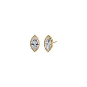 14K Gold / 2CT Lab Grown Diamond Marquise Bezel Stud Earring 14K - Adina Eden's Jewels