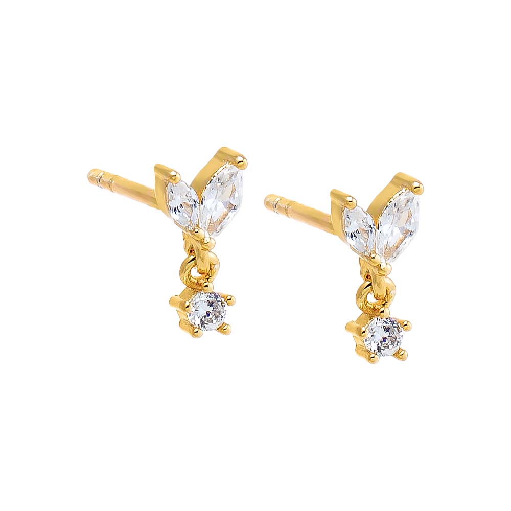 Gold CZ Multi Shape Shaker Stud Earring - Adina Eden's Jewels