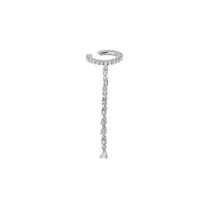 Silver CZ Tennis Drop Ear Cuff - Adina Eden's Jewels