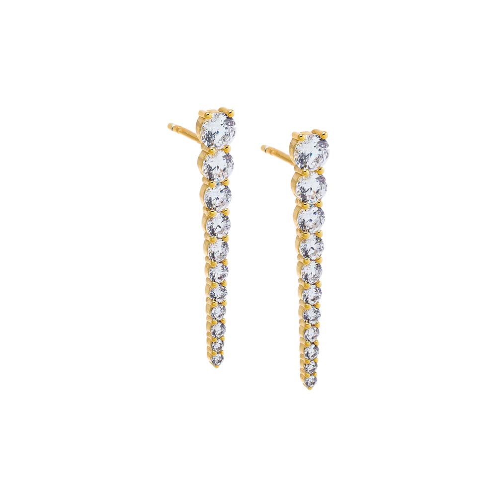 Gold Graduated Tennis Drop Stud Earring - Adina Eden's Jewels