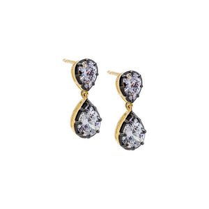 CZ Double Pear Encased Drop Stud Earring